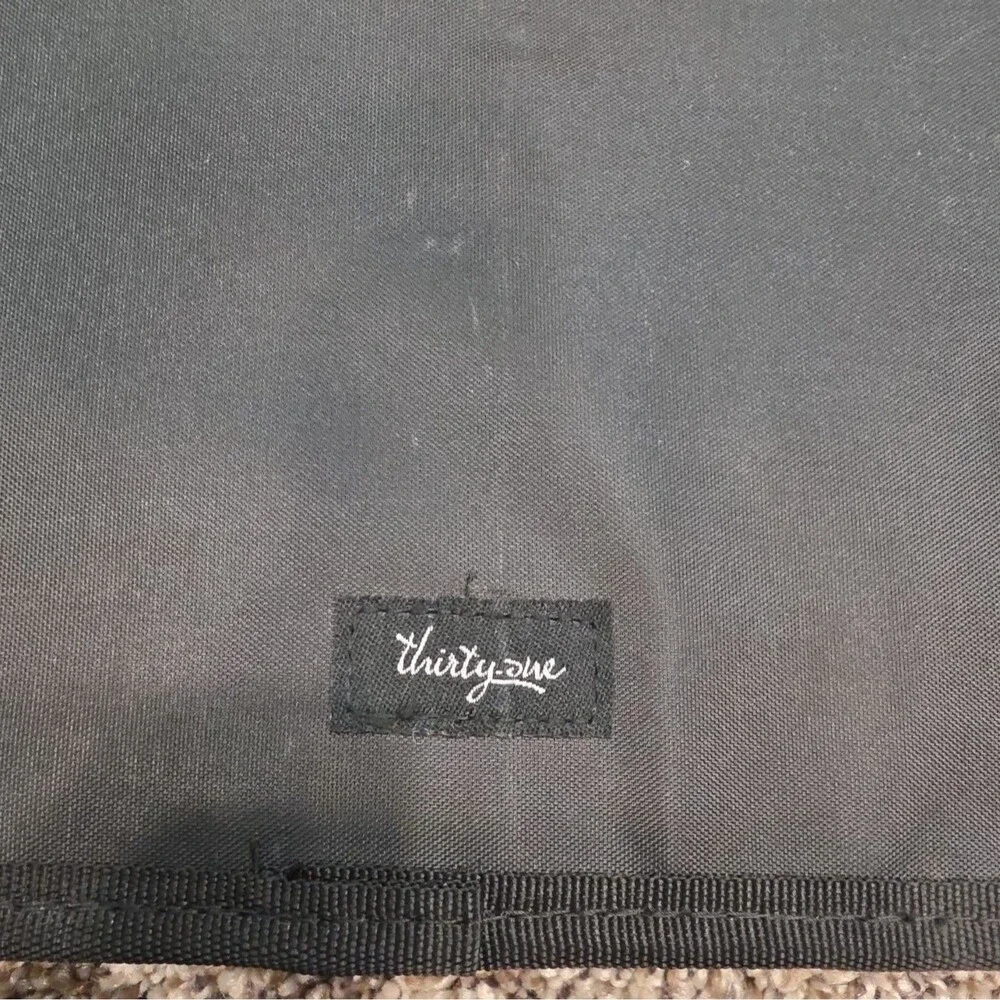Thirty-One Black White Paisley Folding Expandable Multi-Compartment Hanging Bag